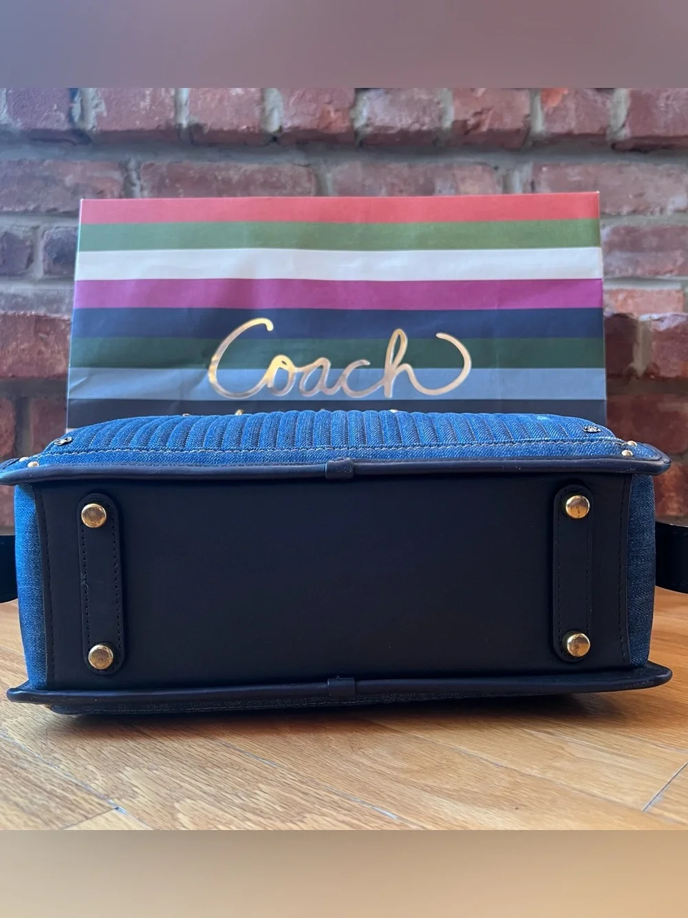 Coach Medium Blue Denim Quilted Dreamer Satchel Bag - Picture 7 of 16